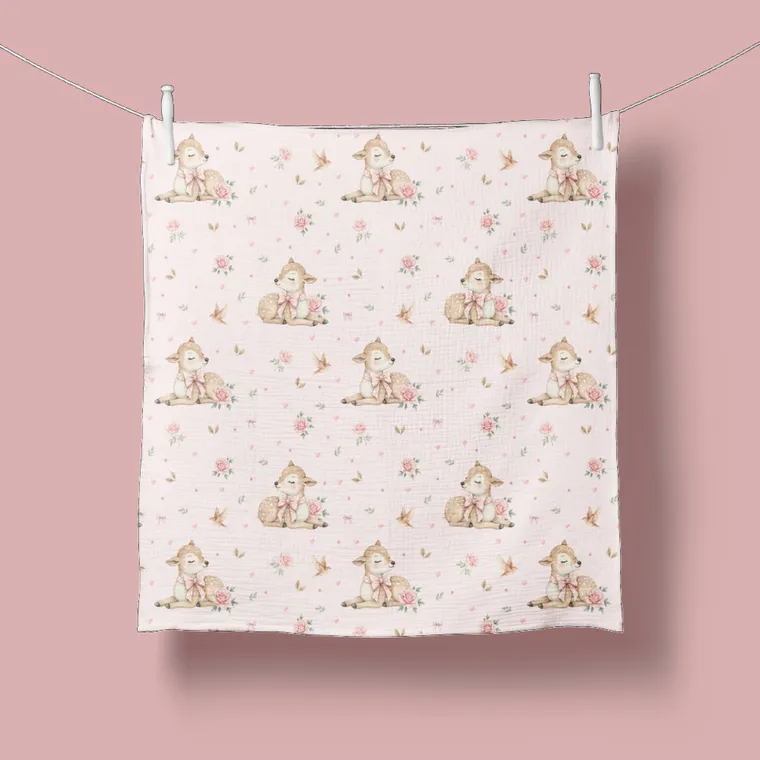 Bocioland, pieluszki muślinowe, marszczone, różowe, 70-70 cm, 3 szt.