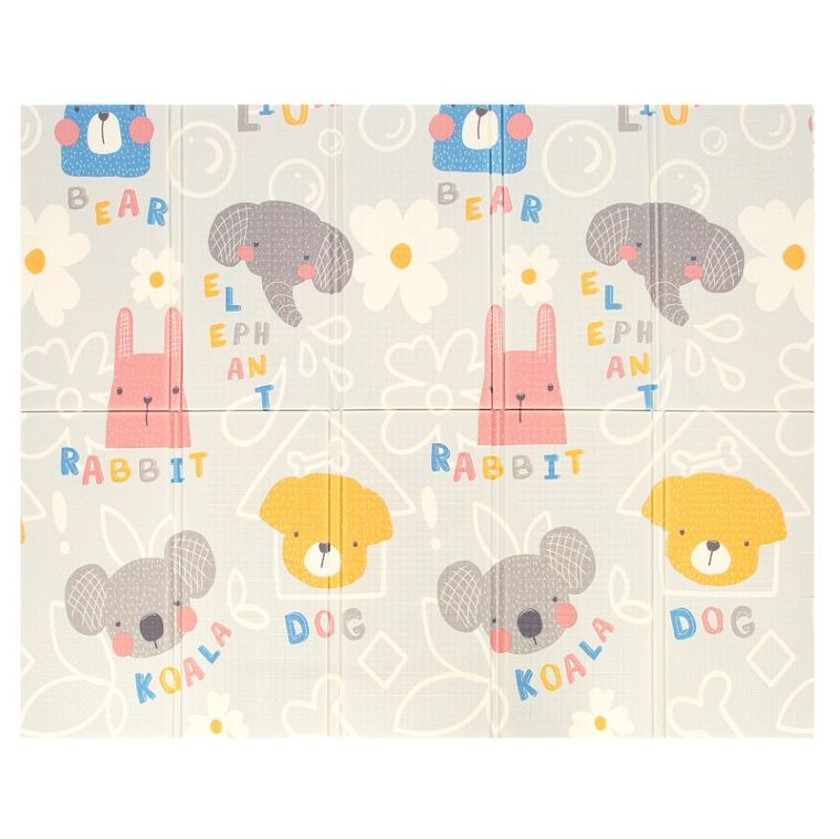 Bocioland, Słonik, składana mata piankowa, szara, 150-180 cm