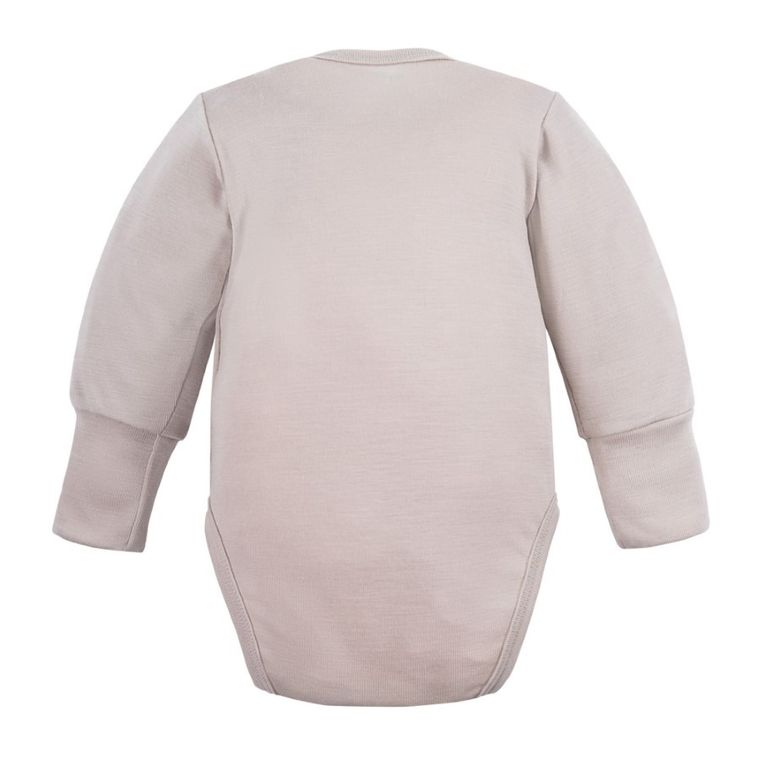Body dziecięce z długim rękawem, wełna merino, beżowe, Eevi
