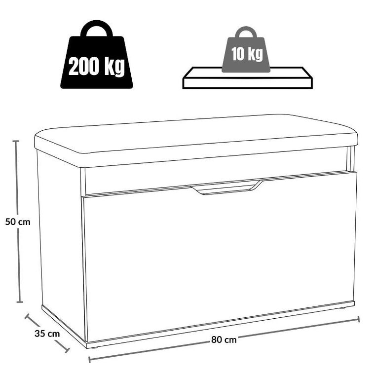 Boximo, Soto, szafka na buty z siedziskiem i schowkiem, 80-50-35 cm