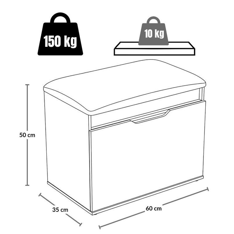 Boximo, Vira, szafka na buty z siedziskiem i schowkiem, 60-50-35 cm