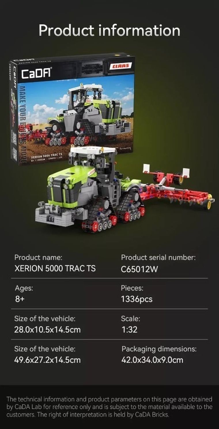 Cada, ciągnik rolniczy Claas Xerion 5000 Trac TS, 1:32, 1336 elementów