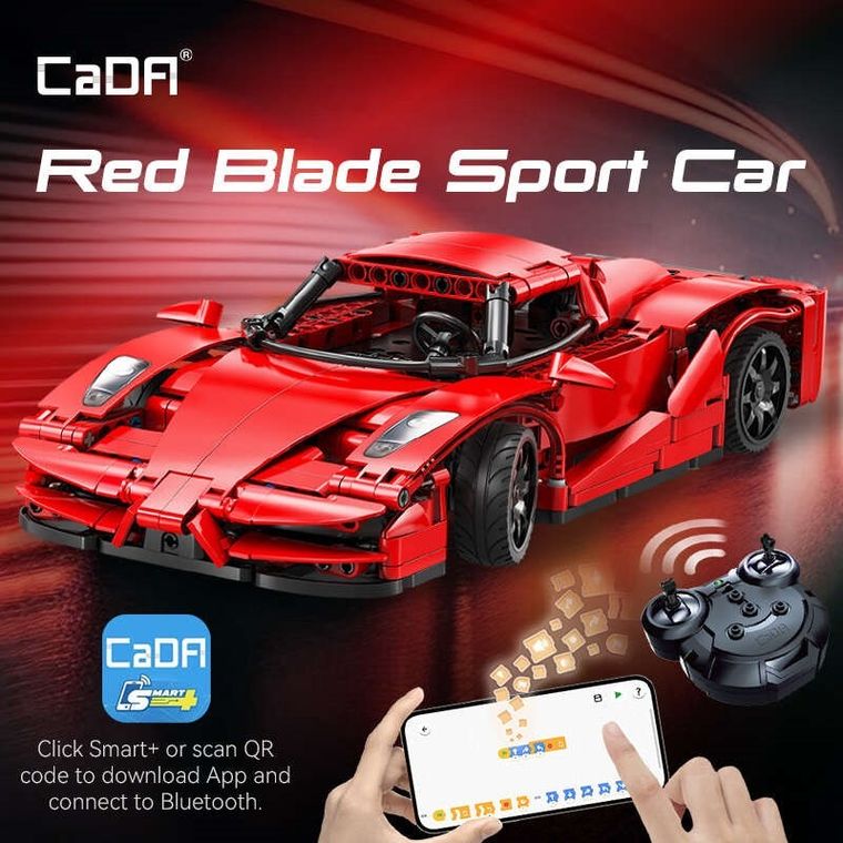 Cada, Red Blade Sport Car, pojazd zdalnie sterowany, Dual Mode, czerwony, 1:14, 32 cm, 405 elementów