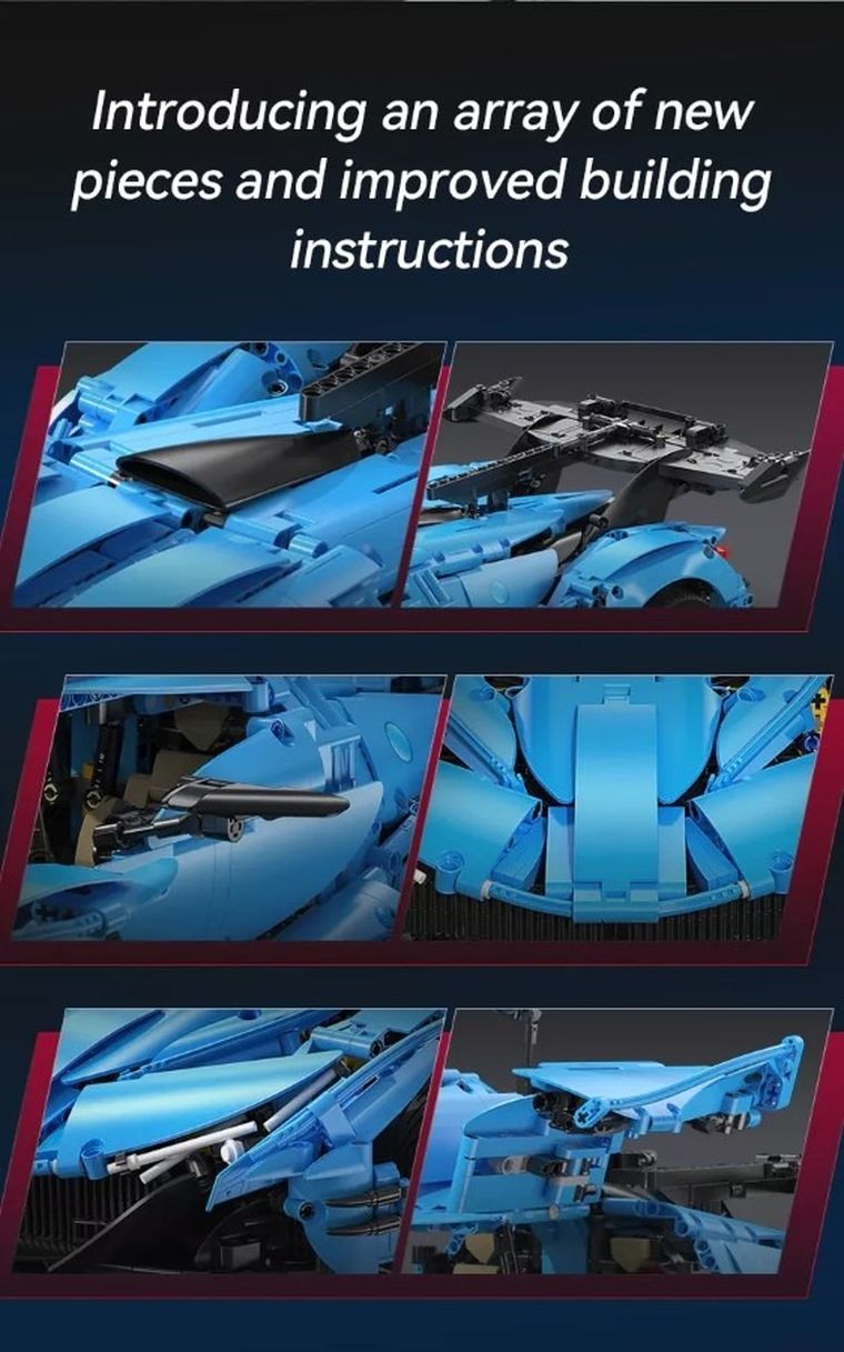 Cada, V12 Hypercar, pojazd wyścigowy, niebieski, 1:8, 60 cm, 3865 elementów