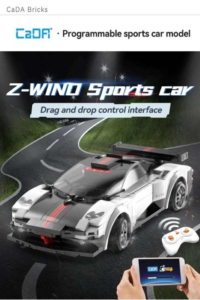 Cada, Z-Wind Sports Car, klocki konstrukcyjne, pojazd zdalnie sterowany, 258 elementów
