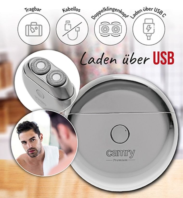 Camry, golarka podróżna, 2 głowicowe z USB, CR 2938