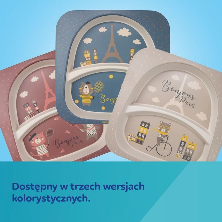 Canpol babies, Bonjour Paris, zestaw naczyń z kubkiem, beżowy