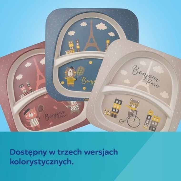 Canpol babies, Bonjour Paris, zestaw naczyń z kubkiem, bordowy