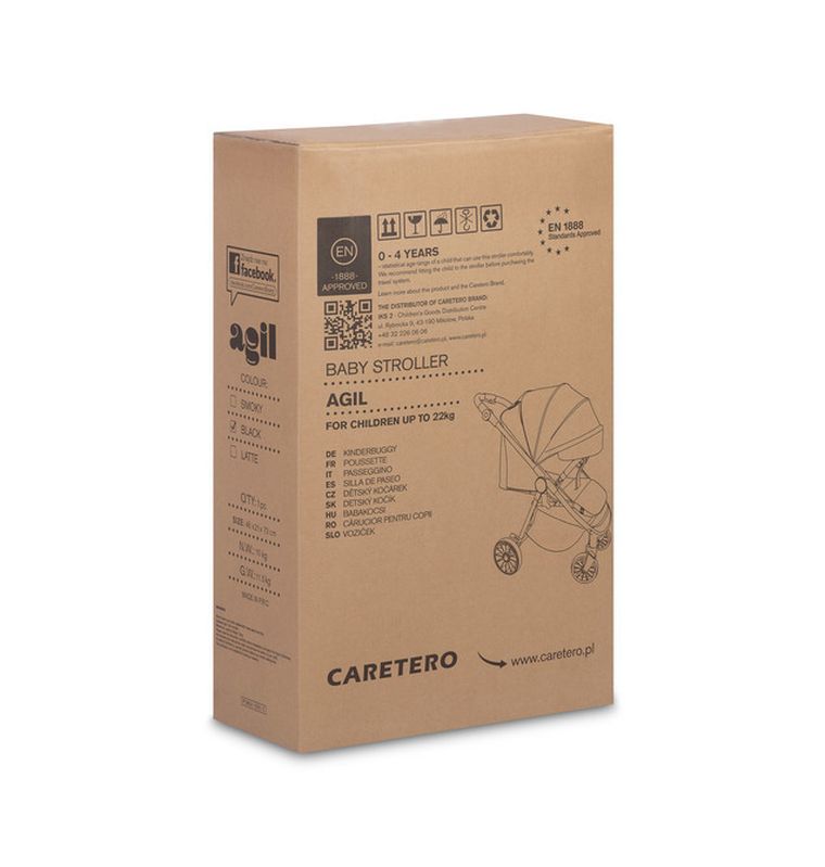 Caretero, Agil, wózek spacerowy, black