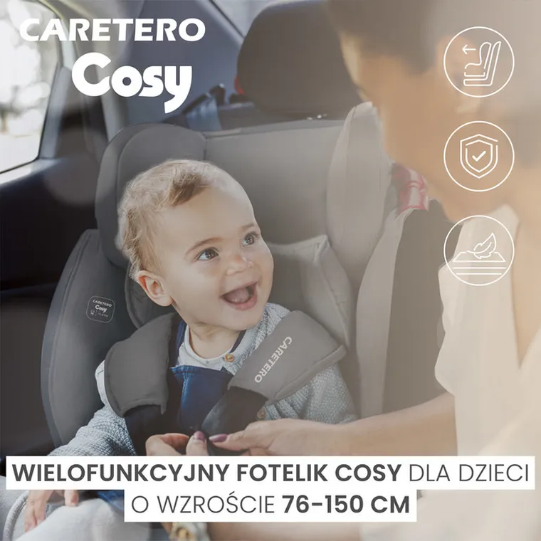 Caretero, Cosy i-Size, fotelik samochodowy, pink, 76-150 cm