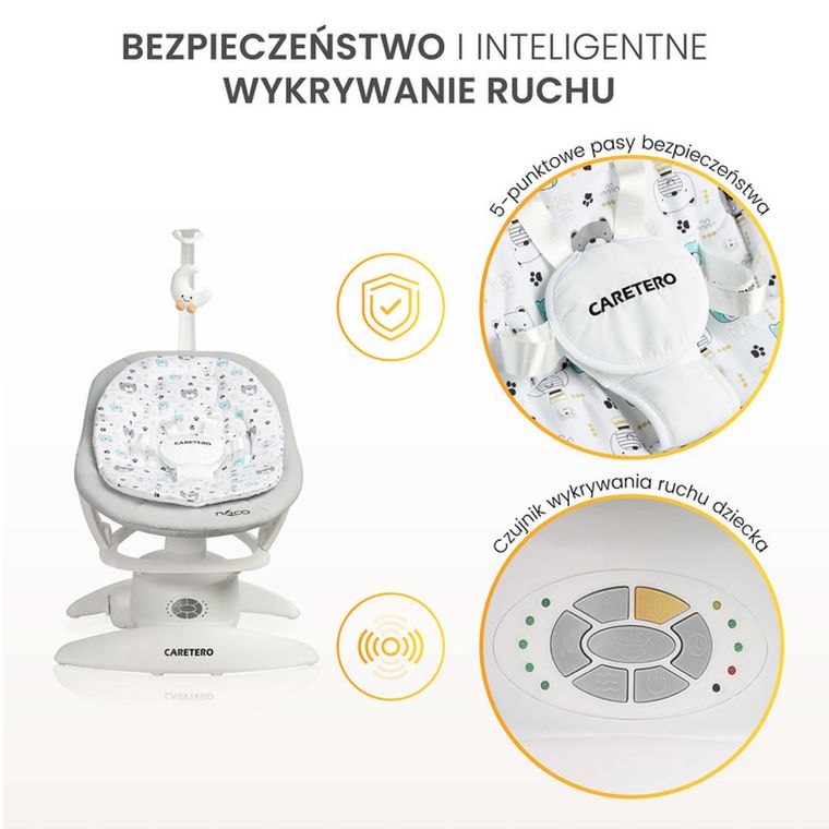 Caretero, Noco, elektryczny leżaczek i bujaczek 2w1, beige