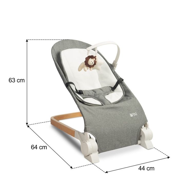 Caretero, Pine, leżaczek, Grey