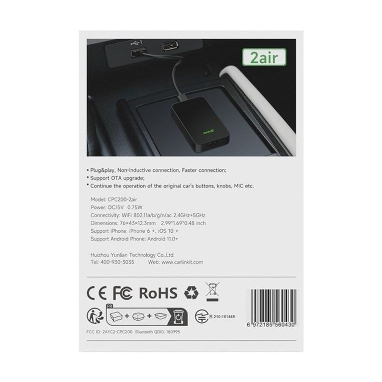 Carlinkit, adapter, 5.0 2Air, bezprzewodowy, Carplay Android Auto Carlink 5, czarny