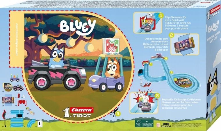 Carrera First, Bluey i Bingo, Let's Go, tor wyścigowy z pojazdami, 2,4m