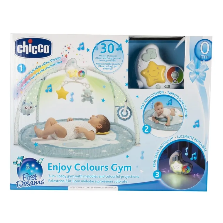 Chicco, First Dreams, Enjoy colors, mata dla niemowlaka, 3w1, niebieska