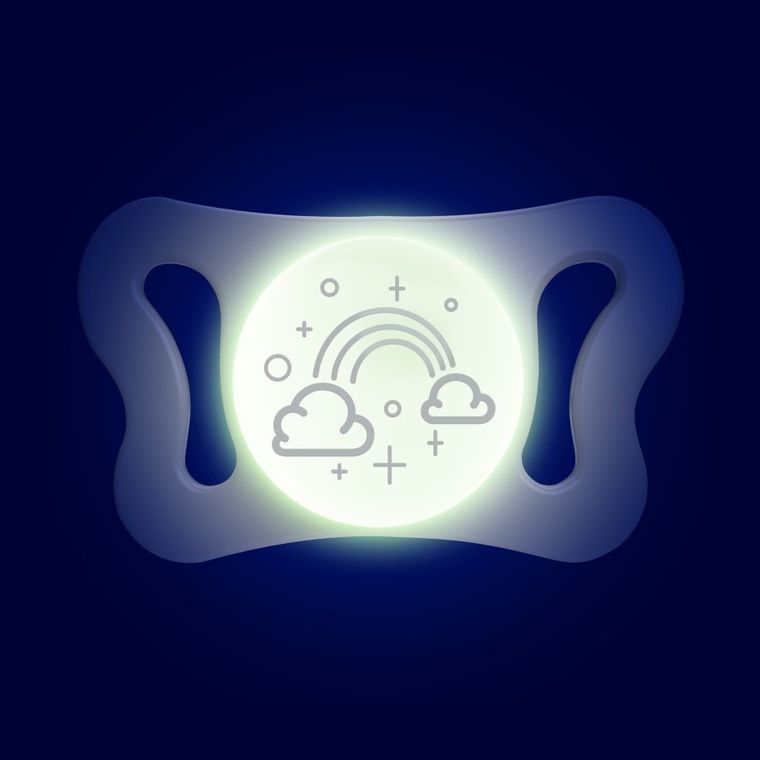 Chicco, Physioforma Micro, smoczek uspokajający, silikonowy, świecący, 0-2 m, 2 szt.