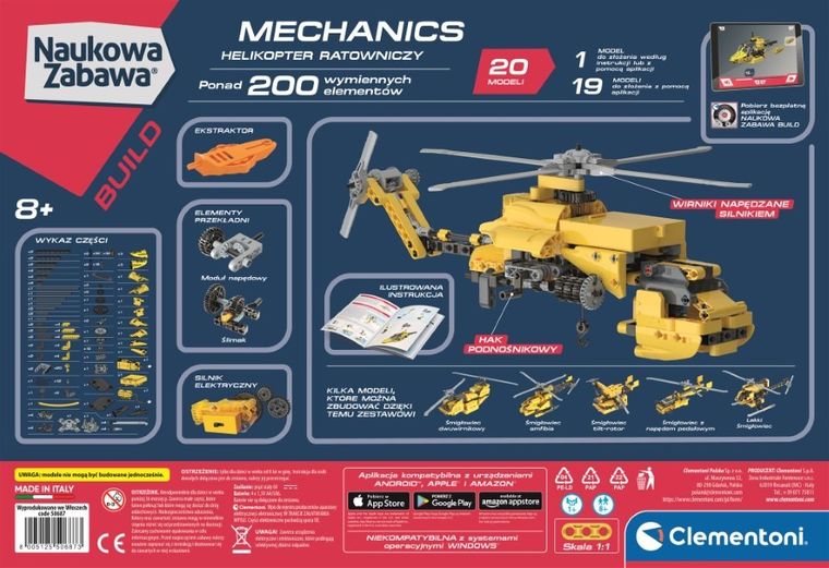 Clementoni, Naukowa zabawa, Laboratorium Mechaniki, helikopter ratowniczy, zestaw konstrukcyjny