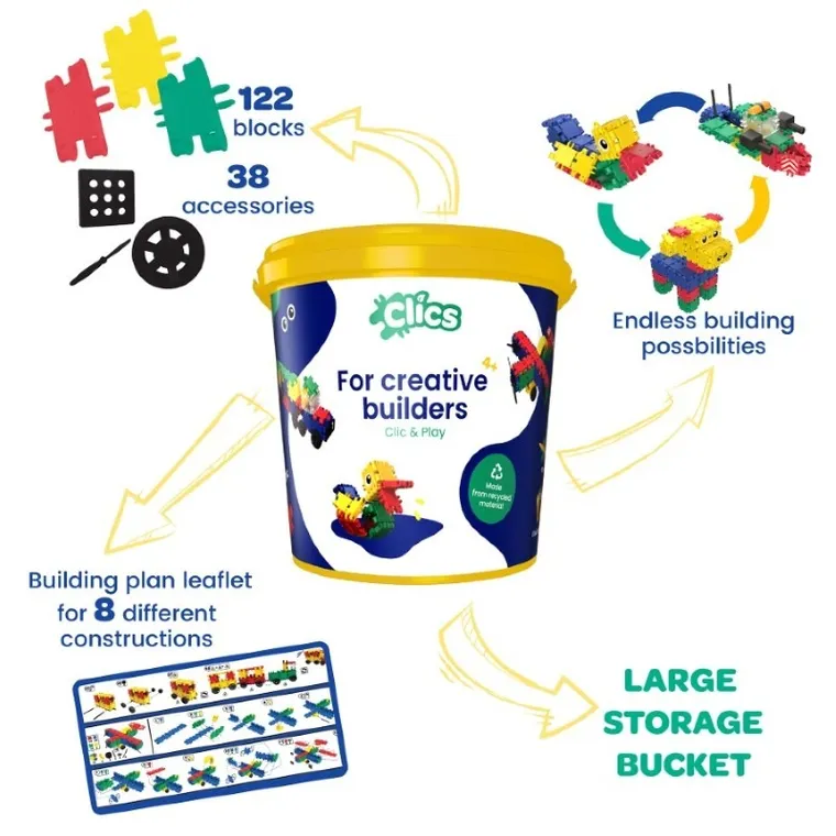 Clics, Creative Builders, klocki konstrukcyjne, 158 elementów