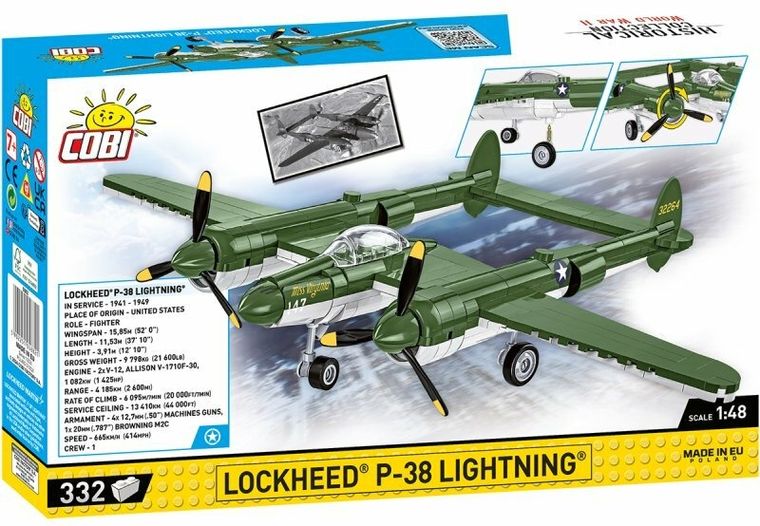 Cobi, Historical Collection WWII, Lockheed P-38 Lightning, klocki, 332 elementy