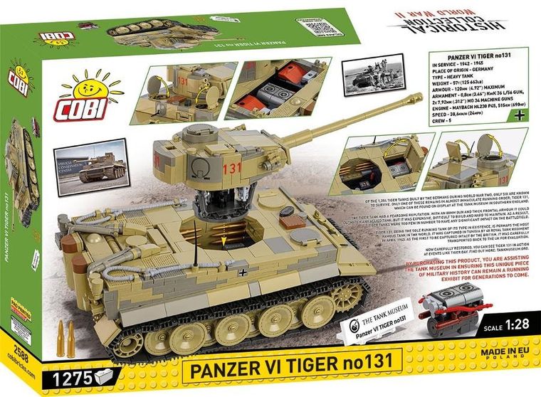 Cobi, Historical Collection WWII, Panzer VI Tiger no131, 1:28 klocki, 1275 elementów