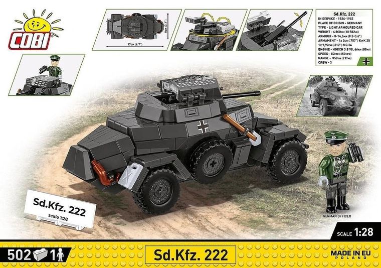 Cobi, Historical Collection WWII, Sd.Kfz., 222, klocki, 502 elementy