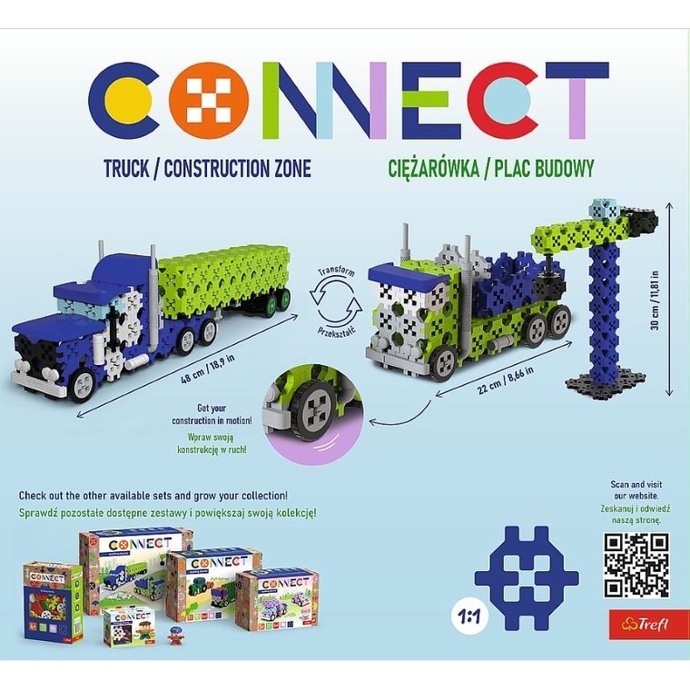 Connect, 3w1, Ciężarówka, Plac budowy, klocki konstrukcyjne, 281 elementów, 61977