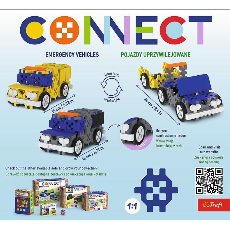 Connect, 3w1, Pojazdy uprzywilejowane, klocki konstrukcyjne, 161 elementów, 61974