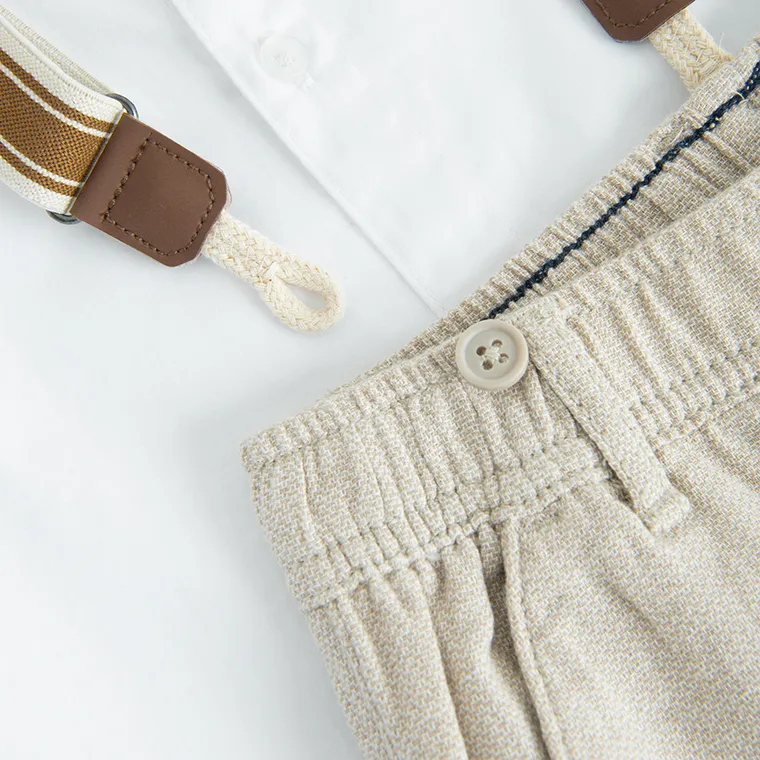 Cool Club, Komplet chłopięcy, Koszula z krótkim rękawem, Spodnie materiałowe, Szelki, mix