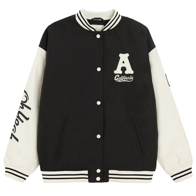 Cool Club, Kurtka bejsbolówka dziewczęca z kapturem, oversize, czarna