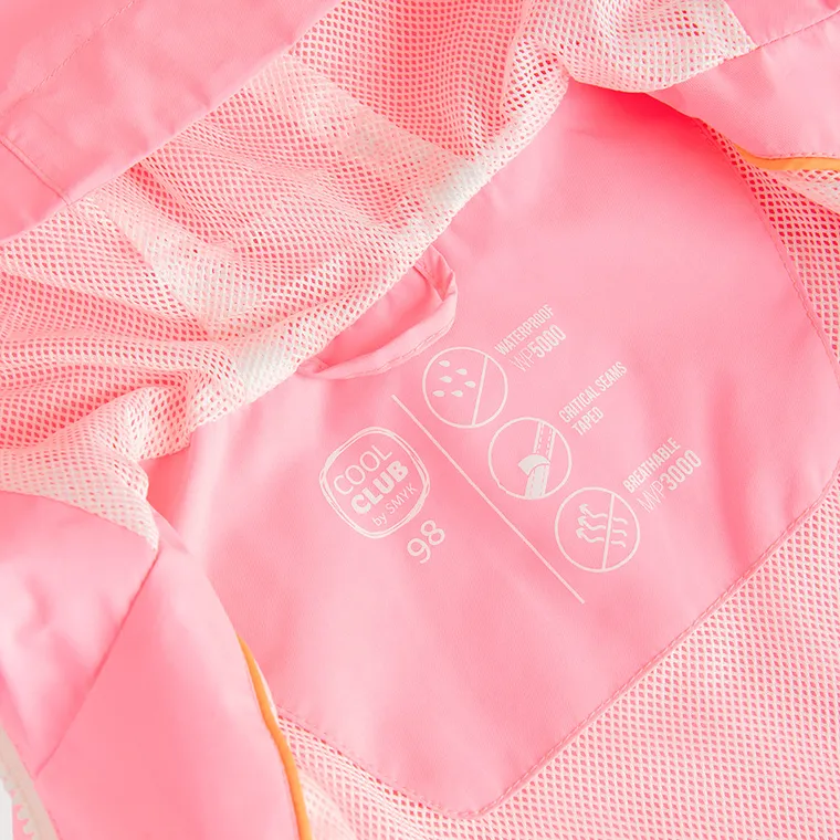 Cool Club, Przeciwdeszczowa kurtka dziewczęca z kapturem, różowa