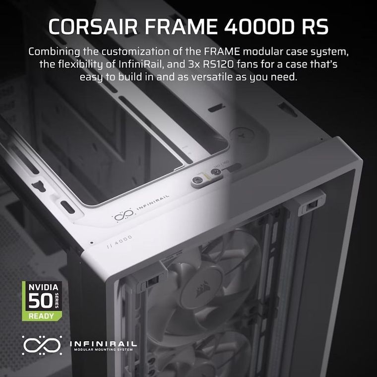 Corsair, obudowa, FRAME 4000D RS, biała, Mid Tower ATX