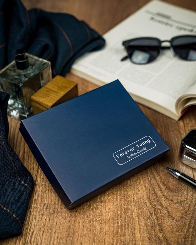 Czarny portfel męski skórzany, Forever Young