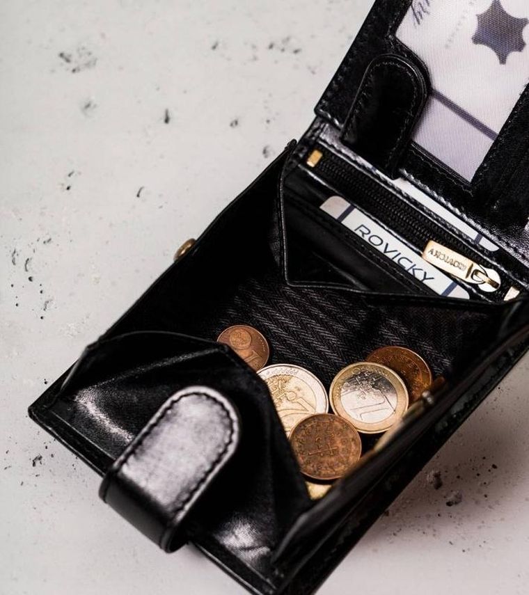 Duży, skórzany portfel męski na zatrzask, Rovicky