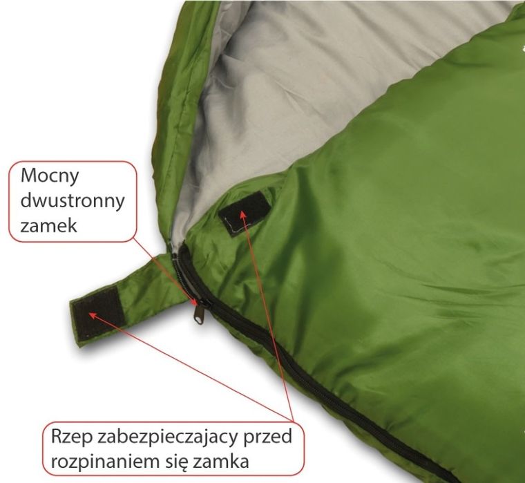 Enero Camp, śpiwór Nepal, ciemnozielony, 210-80-50 cm