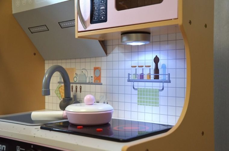 Enero, kuchnia drewniana, lampka LED, wooden, 87-30-83.5 cm