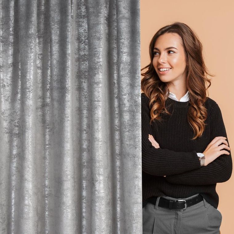 Eurofirany, zasłona gotowa, Avena, na taśmie, 135-270 cm, stalowy