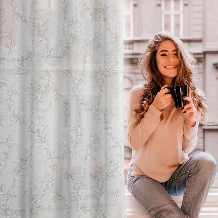 Eurofirany, zasłona gotowa Fiore, 140-250 cm, biały