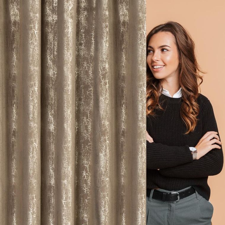 Eurofirany, zasłona gotowa, Ingrid, na taśmie, 140-270 cm, brązowy