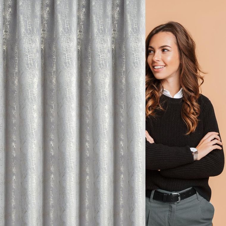 Eurofirany, zasłona gotowa, Ingrid, na taśmie, 140-270 cm, stalowy