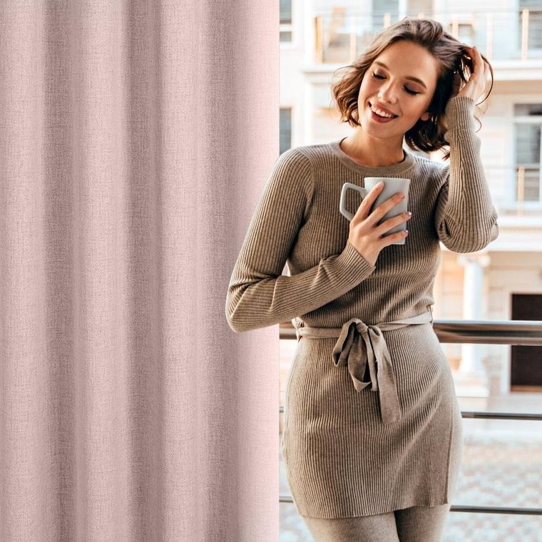 Eurofirany, zasłona gotowa, Jula2, na taśmie, 140-270 cm, pudrowy