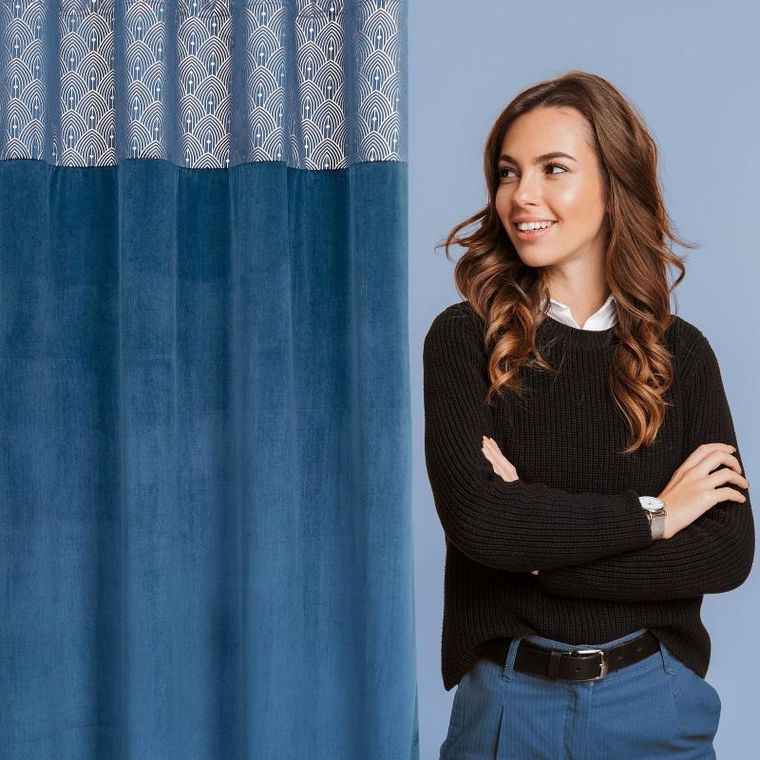 Eurofirany, zasłona zaciemniająca gotowa, Agnes, 140-250 cm, granatowy