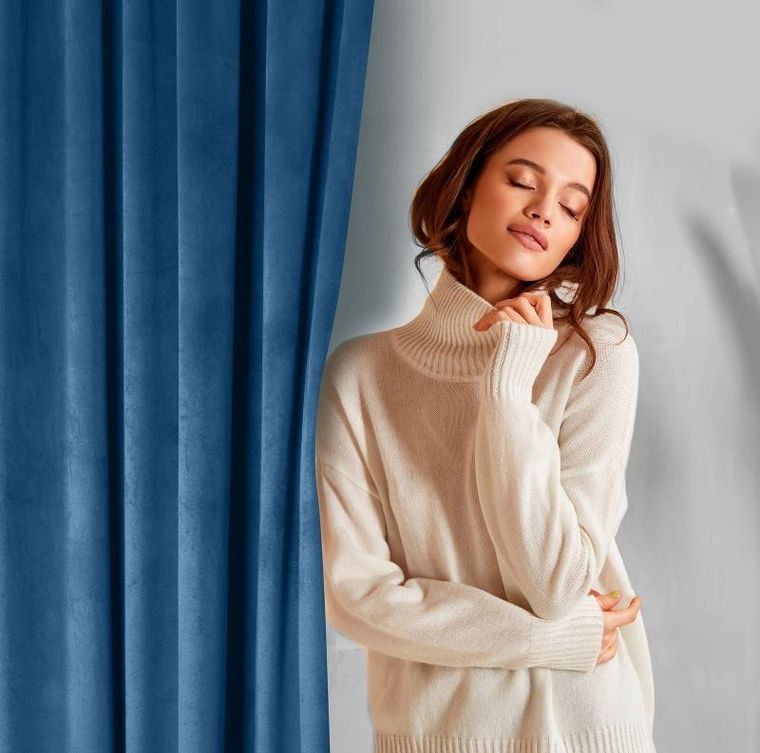 Eurofirany, zasłona zaciemniająca gotowa, D91 Rosa, 140-250 cm, granatowy