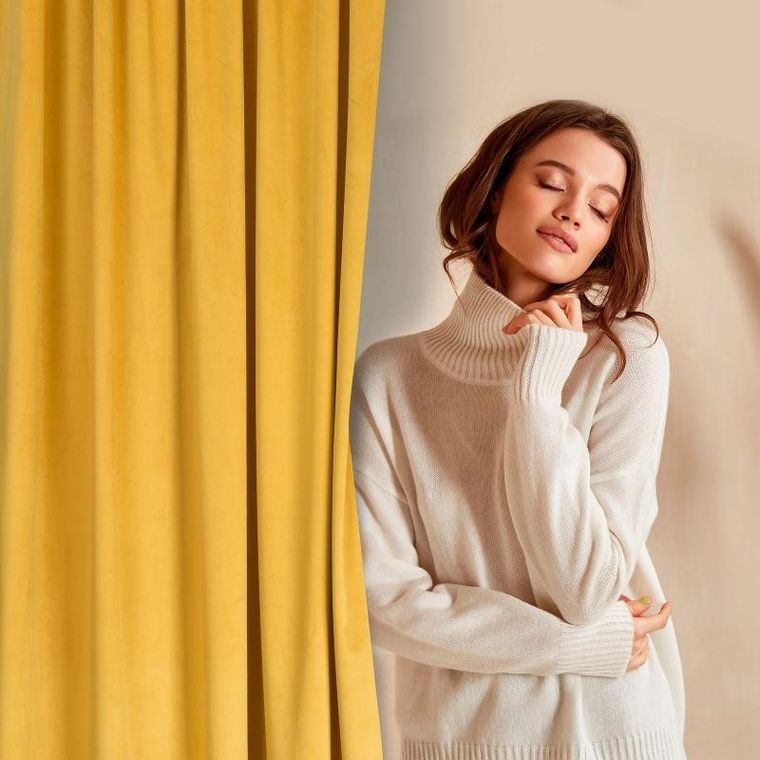 Eurofirany, zasłona zaciemniająca gotowa, D91 Rosa, 140-250 cm, musztardowy