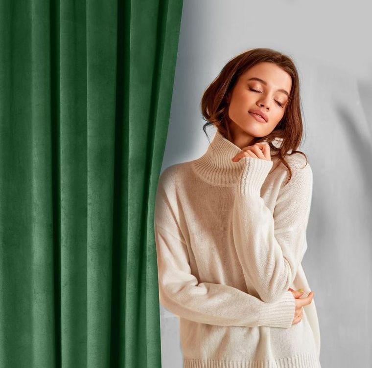 Eurofirany, zasłona zaciemniająca gotowa, D91 Rosa, 140-250 cm, zielona