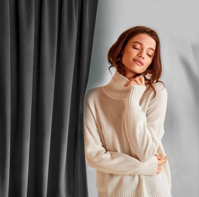 Eurofirany, zasłona zaciemniająca gotowa, na taśmie, Rosa, 140-270 cm, czarny