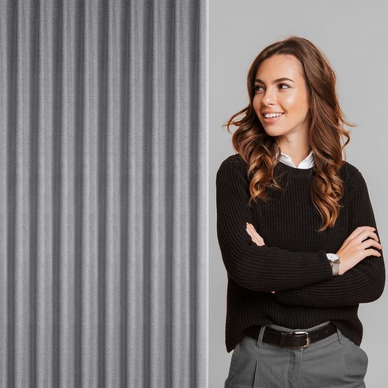 Eurofirany, zasłona zaciemniająca gotowa, Nelisa, 210-270 cm, grafitowy