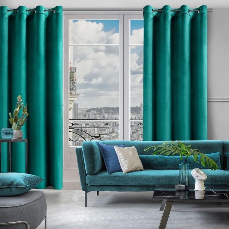 Eurofirany, zasłona zaciemniająca gotowa, Rosa, 140-250 cm, turkusowy