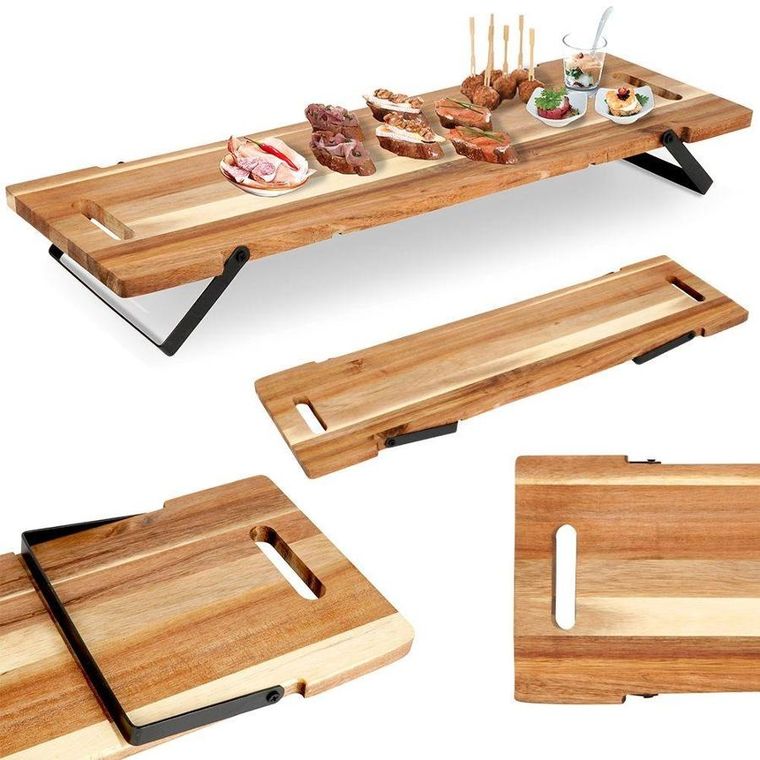 Excellent Houseware, drewniana deska do serwowania, na składanych nóżkach, 67.5-19,3-7.5 cm