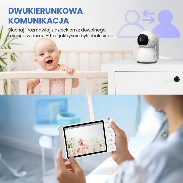 Extralink, Reya, MO570, niania elektroniczna z monitorem, obracana, 5 cali