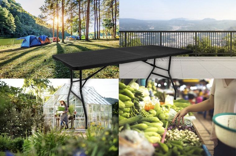 Gardlov, stół ogrodowy, składany, czarny, 180 cm